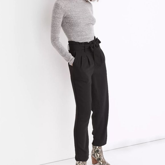Madewell Black Drapey Paperbag Pants | Size 4 - Picture 1 of 5